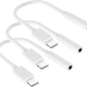 [Apple MFi Certified] Lightning to 3.5 mm Headphone Jack Adapter, 3 Pack Headphone Adapter for iPhone to 3.5mm Audio Aux Jack Adapter Dongle Cable Converter for iPhone 14 13 12 11 XR XS X 8 7 iPad