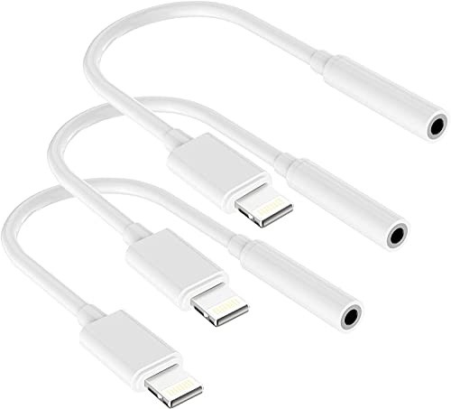 [Apple MFi Certified] Lightning to 3.5 mm Headphone Jack Adapter, 3 Pack Headphone Adapter for iPhone to 3.5mm Audio Aux Jack Adapter Dongle Cable Converter for iPhone 14 13 12 11 XR XS X 8 7 iPad