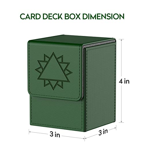 Bheddi Card Deck Box compatible with YGO Cards, Card Holder Cases with 2 Dividers per Holder, Large Size Fit 110 Cards (Hexagram-Green)