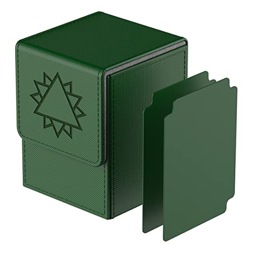 Bheddi Card Deck Box compatible with YGO Cards, Card Holder Cases with 2 Dividers per Holder, Large Size Fit 110 Cards (Hexagram-Green)