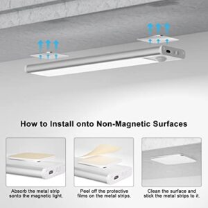 Under Cabinet Lights, Rechargeable Motion Sensor Light Indoor Stick-On Magnetic Battery Operated Lights (1500 mAh),Wireless LED Under Counter Lights Closet Lights for Kitchen Basement Hallway(2 Pack)