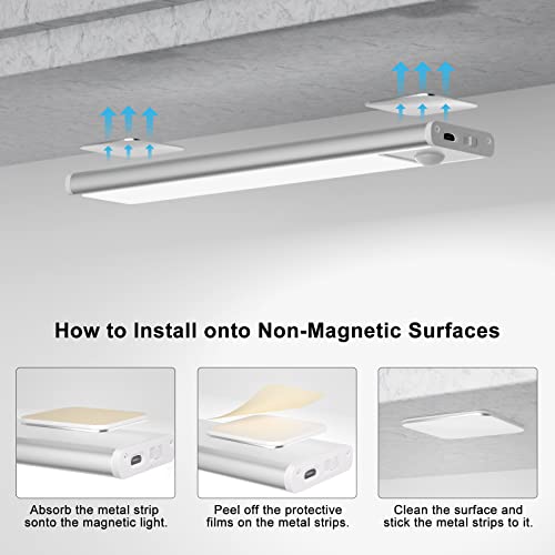 Under Cabinet Lights, Rechargeable Motion Sensor Light Indoor Stick-On Magnetic Battery Operated Lights (1500 mAh),Wireless LED Under Counter Lights Closet Lights for Kitchen Basement Hallway(2 Pack)