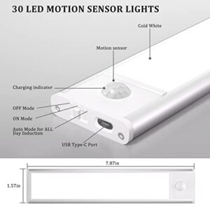 Under Cabinet Lights, Rechargeable Motion Sensor Light Indoor Stick-On Magnetic Battery Operated Lights (1500 mAh),Wireless LED Under Counter Lights Closet Lights for Kitchen Basement Hallway(2 Pack)