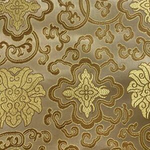 adelaide gold chinese brocade satin fabric by the yard - 10058