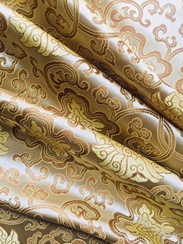 Adelaide Gold Chinese Brocade Satin Fabric by The Yard - 10058