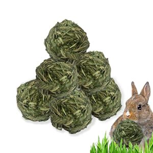 MUYG 6 Pcs Bunny Timothy Grass Ball Natural Chew Toy Woven Chewing Toys Rabbit Molar Small Animals Teeth Grinding Suitable for Hamster Totoro Gerbils Guinea Pig Squirrel