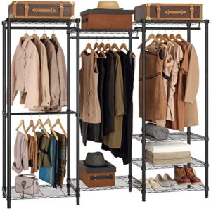 finnhomy portable clothes rack for hanging clothes heavy duty clothing garment rack wardrobe closet system with 8 adjustable shelves & 4 hang rods 69" l x 15.8" w x 71" h