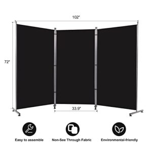 Room Divider 6FT Folding Privacy Screens, 3 Panel Partition Room Dividers w/Freestanding Design, Portable Wall Divider for Room Separtation, Fabric Screen Panel for Home Office Living Room Dorm