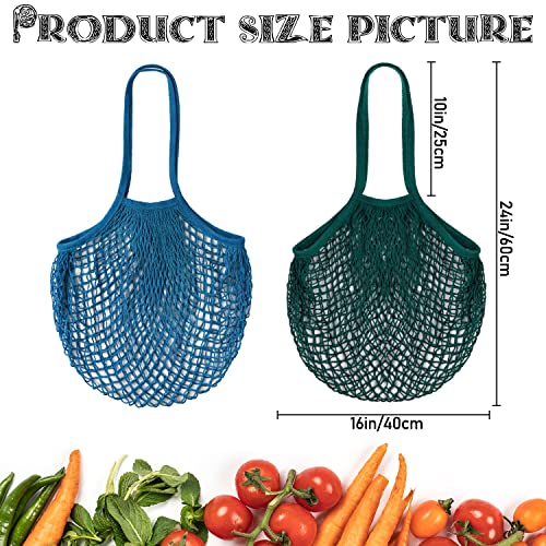 DRWSSR 2pcs Fashion Storage Mesh Bag Reusable Fruit Mesh Bag Shopping Mesh Bag Pure Cotton Portable Mesh Bag Eco Market Bags Tote Vegetables bag Tote Basketball Bag（blue+green）