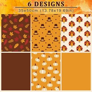 Whaline 90 Sheet Fall Thanksgiving Tissue Paper 6 Designs Brown Yellow Wrap Tissue Paper with Pumpkin Leaves Turkey Pattern Autumn Gift Wrapping Accessory for Thanksgiving Gift Packing DIY Craft