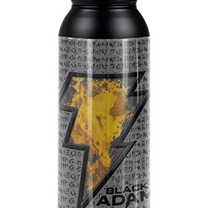 Black Adam OFFICIAL Emblem Bolt Black 24 oz Insulated Canteen Water Bottle, Leak Resistant, Vacuum Insulated Stainless Steel with Loop Cap