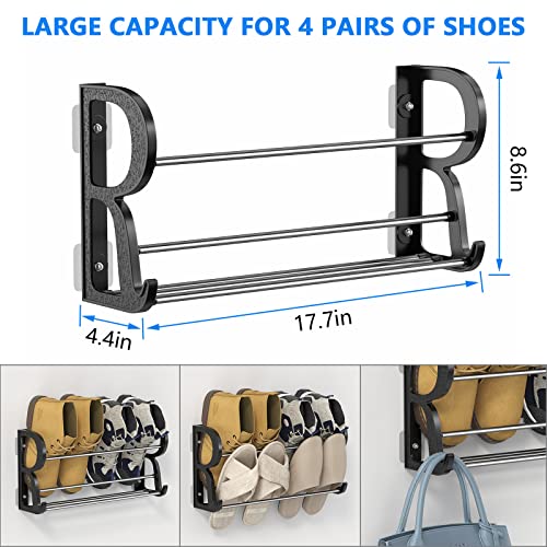 DEYILIAN Rack Holder Organizer 3 Pack, Wall Mounted with Sticky Hanging Mounts for Camper and RV Shoe Storage with Hooks No Drilling