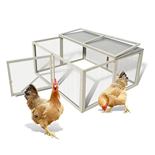 Rocomoco Wooden Chicken Coop Rabbit Hutch Pet Cage, Upgraded Wood Small Animal Poultry Cage Run Duck Hen Rabbit Habitat, Chicken Coop Indoor Outdoor for Backyard Farm Use(45.6Inch)