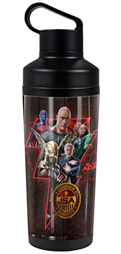 Black Adam OFFICIAL Character Bolt 18 oz Insulated Water Bottle, Leak Resistant, Vacuum Insulated Stainless Steel with 2-in-1 Loop Cap