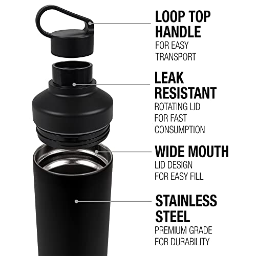 Black Adam OFFICIAL Character Bolt 18 oz Insulated Water Bottle, Leak Resistant, Vacuum Insulated Stainless Steel with 2-in-1 Loop Cap