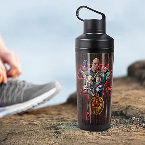 Black Adam OFFICIAL Character Bolt 18 oz Insulated Water Bottle, Leak Resistant, Vacuum Insulated Stainless Steel with 2-in-1 Loop Cap