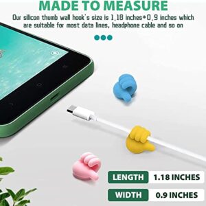 YANGTTOK 16PCS Self-Adhesive Thumb Up Wall Hooks,Funny Thumb Cord Holder for Data Cable,Earphone,Keys,Makeup Brush,Toothbrush