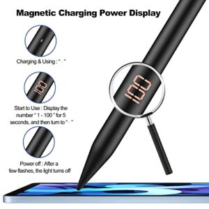 Zosylala 2nd Generation Stylus Pen for iPad with Wireless Charging,Palm Rejection,Digital Display,Compatible with Apple iPad Mini 6,iPad Air 4/5,iPad Pro 11 inch1/2/3/4,iPad Pro 12.9 inch3/4/5/6-Black