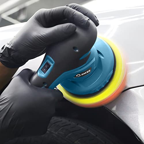 Saker Mini Cordless Buffer Polisher - 6 Inch Portable Polishing Machine Kit for Car Detailing, with 1PC 12V 2000mAh Rechargeable Battery, Extra 10 PCS Attachments