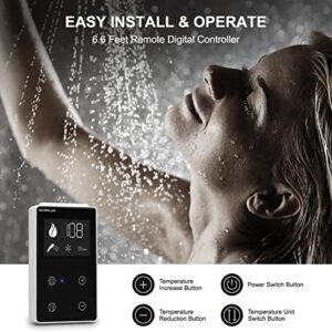 RV Tankless Water Heater, Camplux RV Hot Water Heaters with Door, Max 3.9 GPM, Remote Control Included (Black)