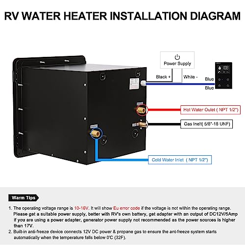 RV Tankless Water Heater, Camplux RV Hot Water Heaters with Door, Max 3.9 GPM, Remote Control Included (Black)