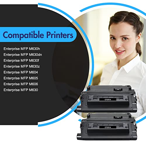 81A Toner Cartridge 2-Pack Compatible Replacement for HP 81A CF281A 81X CF281X Toner Cartridge for HP Laserjet Enterprise MFP M604 M605 M630h M630dn M630f M630z M606 M630 Printer Black