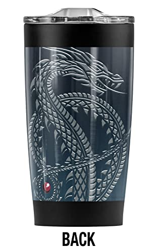 Logovision House of The Dragon OFFICIAL Silver Dragon Stainless Steel 20 oz Travel Tumbler, Vacuum Insulated & Double Wall with Leakproof Sliding Lid