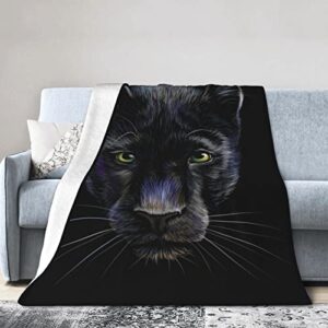 panther throw blanket realistic animal head plush fleece flannel blanket ultral soft for sofa couch bed living room pet suitable for all seasons 50"x40"