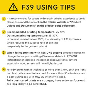 RESIONE 3D Printer Resin, F39 Flexible Resin 405nm UV-Curing Rubber-Like Resin Can be Toughening Agent, TPU-Like Resin with High Elongation for DLP LCD MSLA Printing