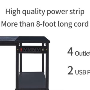 YOLOXO Computer Home Office Desk with Power Strip Outlet, 63 Inch Small Desk Study Writing Table with Storage Shelves, Modern Simple PC Desk, Black/Seablue,Blue