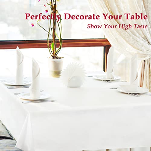 Kincown Plastic Tablecloth 4 Pack Premium Disposable Tablecloth for Rectangle Tables (54"X108") Rectangular Table Cloths Covers for Party Wedding Birthday Thanksgiving Christmas (White)