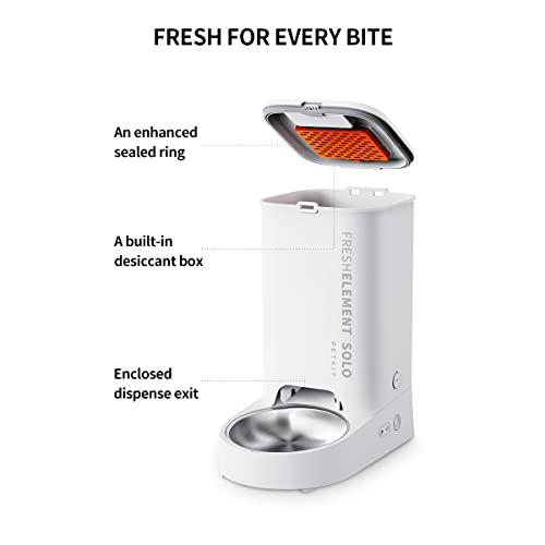 PETKIT Fresh Element Solo Automatic Pet Feeder+Eversweet 2S Cat Dog Water Fountain, White Cat Food Dispenser with 2L Water Drinking Fountain
