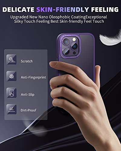 Dadanism Designed for iPhone 14 Pro Case, Military Grade Drop Protection, Skin-Friendly PC Back, Advanced Camera Protection Ring, Anti-Scratch Anti-Fingerprint(Deep Purple, 6.1 Inch)