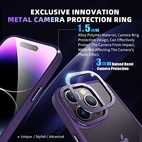 Dadanism Designed for iPhone 14 Pro Case, Military Grade Drop Protection, Skin-Friendly PC Back, Advanced Camera Protection Ring, Anti-Scratch Anti-Fingerprint(Deep Purple, 6.1 Inch)