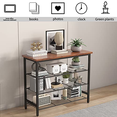 Wire Shelving Unit Metal Shelf Storage Shelves with 4 Tier Layer Rack Strong Rack Free Standing Display Storage Shelf Plant Flower Stand Low Organization Shelf Rack for Kitchen Living Room,4 Tier