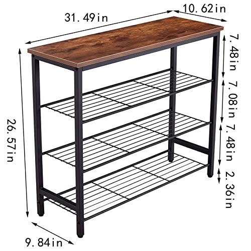 Wire Shelving Unit Metal Shelf Storage Shelves with 4 Tier Layer Rack Strong Rack Free Standing Display Storage Shelf Plant Flower Stand Low Organization Shelf Rack for Kitchen Living Room,4 Tier