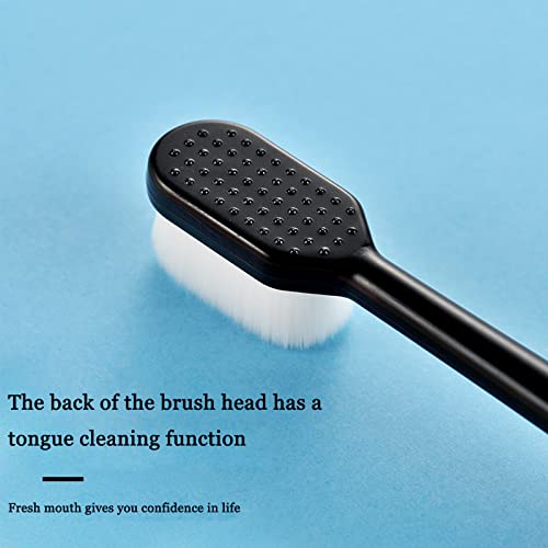 lkujiop Nordic-Inspired Premium Nano Toothbrush, Adult Extra Soft Toothbrush with 20000 Soft Bristles, Micro Nano Toothbrushes for Protect Sensitive Gums and Teeth (Black+White-Flat Head)