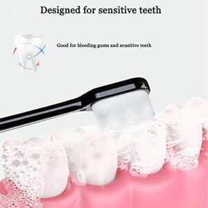 lkujiop Nordic-Inspired Premium Nano Toothbrush, Adult Extra Soft Toothbrush with 20000 Soft Bristles, Micro Nano Toothbrushes for Protect Sensitive Gums and Teeth (Black+White-Flat Head)