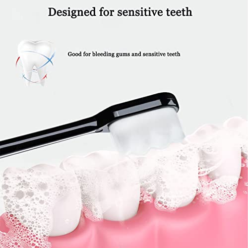 lkujiop Nordic-Inspired Premium Nano Toothbrush, Adult Extra Soft Toothbrush with 20000 Soft Bristles, Micro Nano Toothbrushes for Protect Sensitive Gums and Teeth (Black+White-Flat Head)