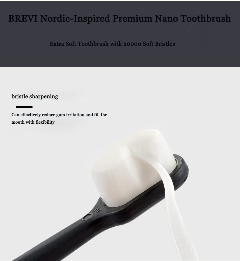 lkujiop Nordic-Inspired Premium Nano Toothbrush, Adult Extra Soft Toothbrush with 20000 Soft Bristles, Micro Nano Toothbrushes for Protect Sensitive Gums and Teeth (Black+White-Flat Head)
