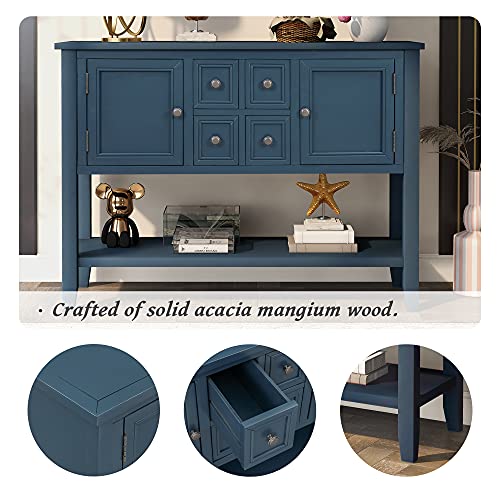 Merax (Light Navy Modern Wood Buffet Sideboard with Drawers and Bottom Shelf Console Table for Living Dinning Room Kitchen, Type 1