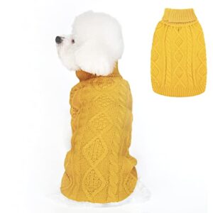 dog sweater - classic turtleneck knitted cable knit dog jumper coat, warm pet winter clothes outfits for pet dogs cats puppy kitty in cold season