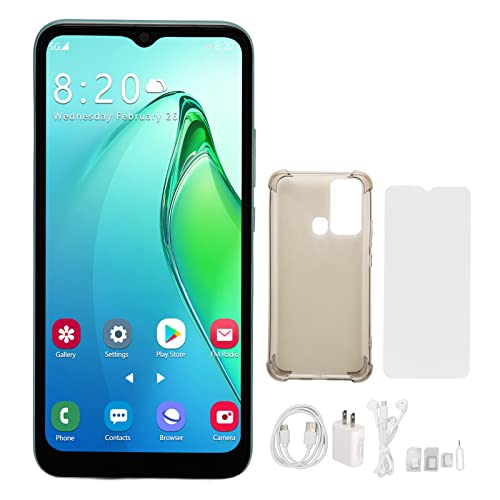 CUEI 5G Unlocked Smartphone for Android 12, 6GB 128GB Dual SIM Unlocked Cell Phone, 6.5in IPS HD Screen Unlocked Android Smartphone, 12MP 16MP Camera, 10 Hours Talking, Face Recognition(Green)