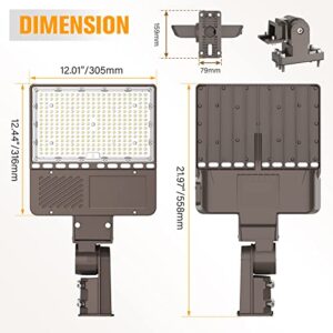 LED Parking Lot Lights 200W, 28000LM LED Pole Light with Photocell, UL Listed LED Shoebox Light Slip Fitter 5000K IP65 Waterproof Outdoor Commercial Street Area Light for Parking Lot/ Stadium 100-277V