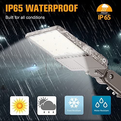 LED Parking Lot Lights 200W, 28000LM LED Pole Light with Photocell, UL Listed LED Shoebox Light Slip Fitter 5000K IP65 Waterproof Outdoor Commercial Street Area Light for Parking Lot/ Stadium 100-277V