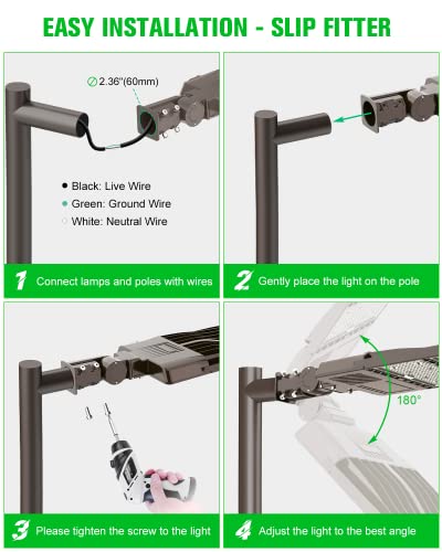 LED Parking Lot Light 150W Adjustable w/ Photocell Slip Fitter 21000lm 5000K Commercial Shoebox Pole Lighting Dusk to Dawn Light Outdoor Flood Security Lamp for Street Area Stadium Roadway, DLC Listed