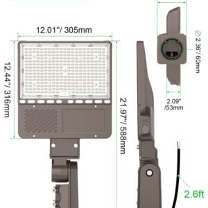 LED Parking Lot Light 150W Adjustable w/ Photocell Slip Fitter 21000lm 5000K Commercial Shoebox Pole Lighting Dusk to Dawn Light Outdoor Flood Security Lamp for Street Area Stadium Roadway, DLC Listed