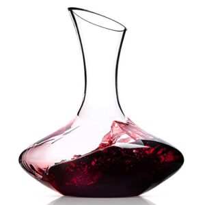 wine decanter – hand-blown crystal wine carafe – full bottle red wine pitcher – elegant modern design – wine gift, wine accessories (57 oz)