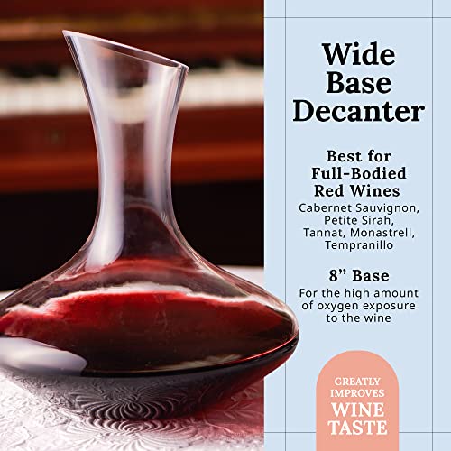 Wine Decanter – Hand-Blown Crystal Wine Carafe – Full Bottle Red Wine Pitcher – Elegant Modern Design – Wine Gift, Wine Accessories (57 oz)
