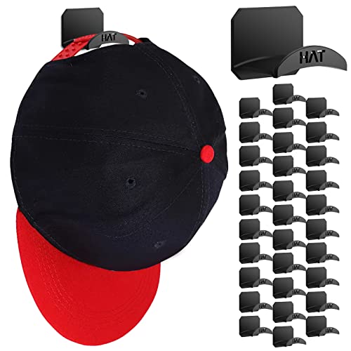 joyliveCY 32 pack Hat Racks for Baseball Caps, No Drilling Hat Holder Organizer, Self-Adhesive Hooks , Fashion Hat Hangers for Boys room decor, Hat display for wall